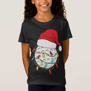 Christmas Lights Santa Hat Golf Ball Funny Sports T-Shirt