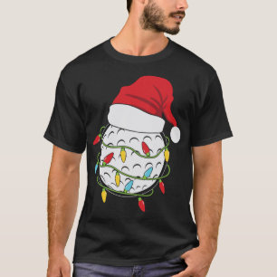 Christmas Lights Santa Hat Golf Ball Funny Sports  T-Shirt