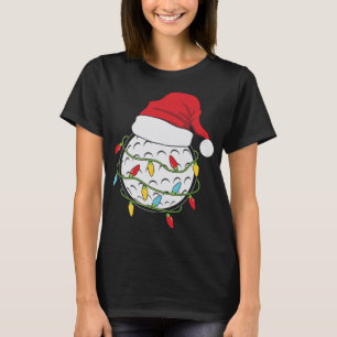Christmas Lights Santa Hat Golf Ball Funny Sports  T-Shirt