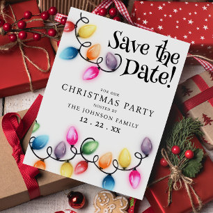 Christmas Lights Save The Date Holiday Party Postcard