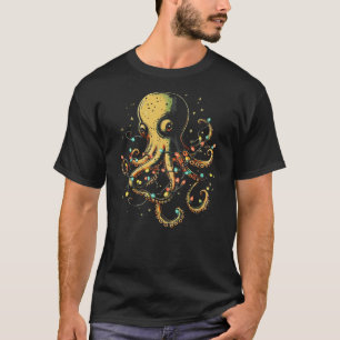 Christmas Lights Sea Octopus Marine Biology Ocean  T-Shirt