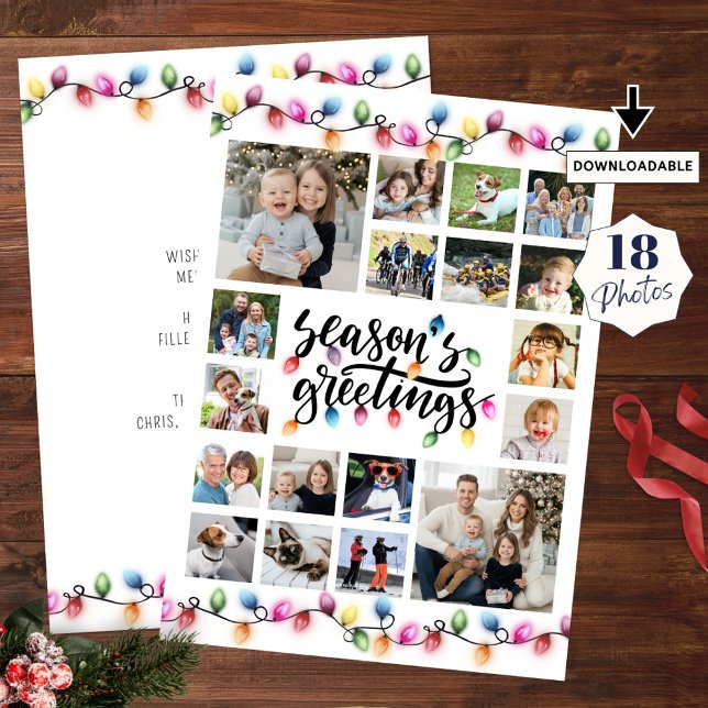 Christmas Lights Seasons Greetings 18 Photos Holiday Card (Creator Uploaded)