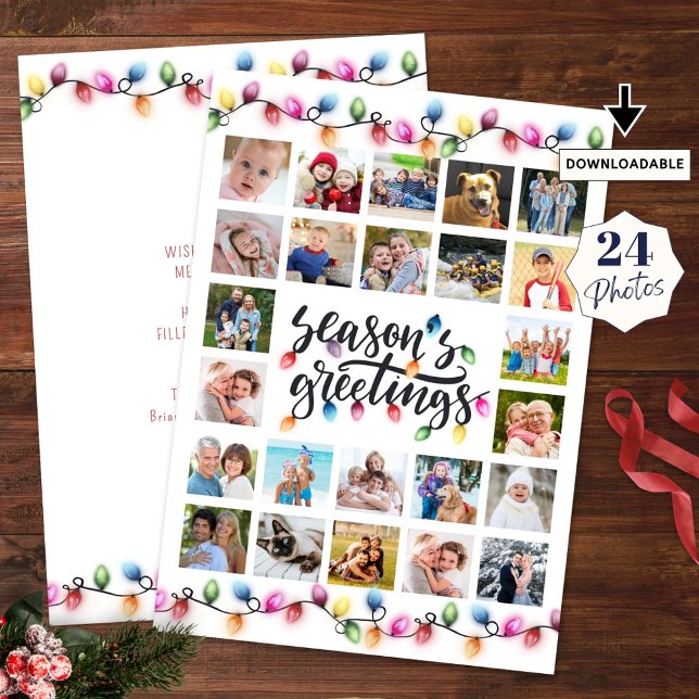 Christmas Lights Seasons Greetings 24 Photos Holiday Card (Creator Uploaded)