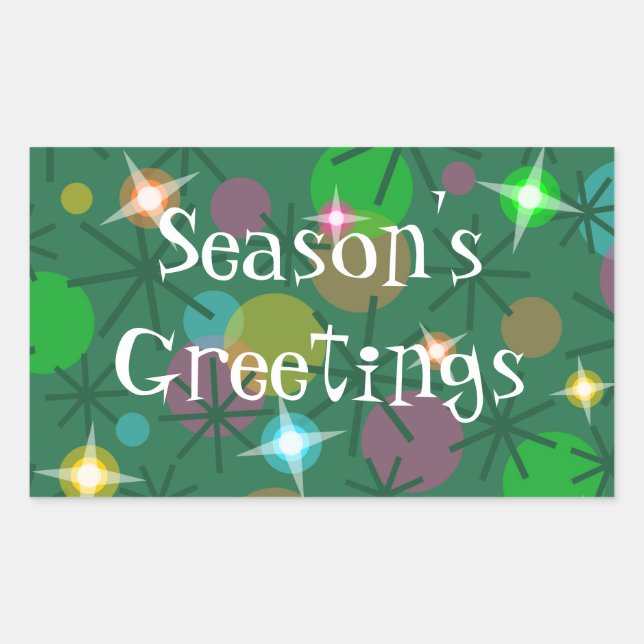 Christmas Lights Season's Greetings rectangle Rectangular Sticker (Front)
