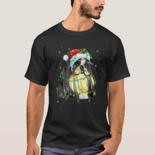 Christmas Lights Shih Tzu Dog Santa Hat Scarf T-Shirt