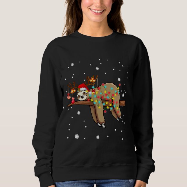 Christmas Lights Sloth Sleeping Nap Sweatshirt (Front)