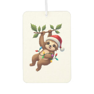 Christmas Lights Sloth Wearing Xmas Hat - Sloth Lo Car Air Freshener