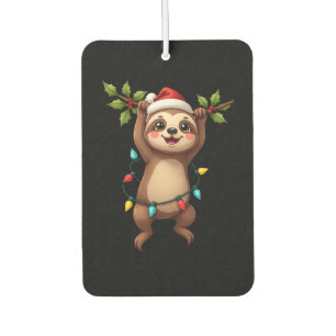 Christmas Lights Sloth Wearing Xmas Hat - Sloth Lo Car Air Freshener