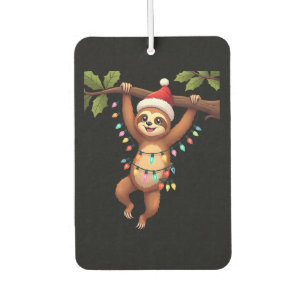 Christmas Lights Sloth Wearing Xmas Hat - Sloth Lo Car Air Freshener