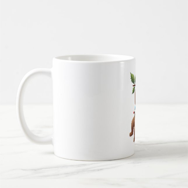 Christmas Lights Sloth Wearing Xmas Hat - Sloth Lo Coffee Mug (Left)