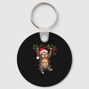 Christmas Lights Sloth Wearing Xmas Hat - Sloth Lo Key Ring