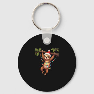 Christmas Lights Sloth Wearing Xmas Hat - Sloth Lo Key Ring