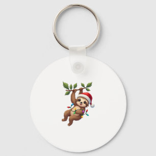 Christmas Lights Sloth Wearing Xmas Hat - Sloth Lo Key Ring
