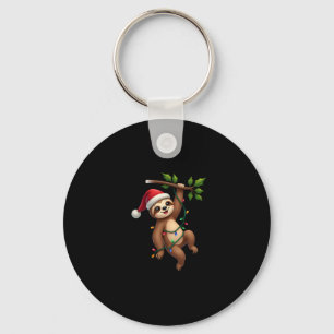 Christmas Lights Sloth Wearing Xmas Hat - Sloth Lo Key Ring