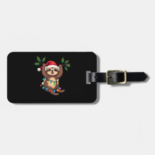 Christmas Lights Sloth Wearing Xmas Hat - Sloth Lo Luggage Tag