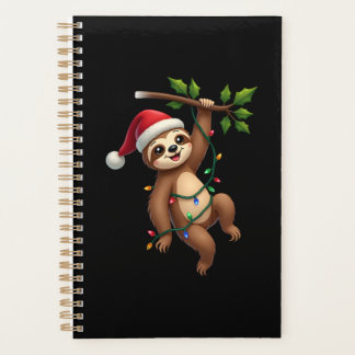 Christmas Lights Sloth Wearing Xmas Hat - Sloth Lo Planner