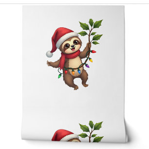 Christmas Lights Sloth Wearing Xmas Hat - Sloth Lo Wallpaper