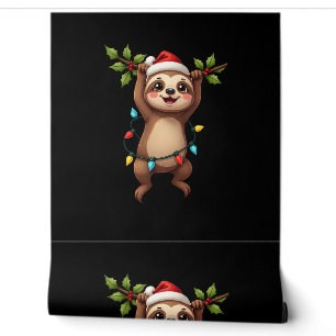 Christmas Lights Sloth Wearing Xmas Hat - Sloth Lo Wallpaper