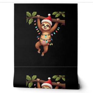 Christmas Lights Sloth Wearing Xmas Hat - Sloth Lo Wallpaper