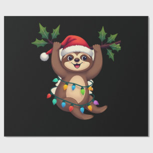 Christmas Lights Sloth Wearing Xmas Hat - Sloth Lo Wrapping Paper