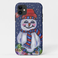 Christmas Lights Smiling Snowman