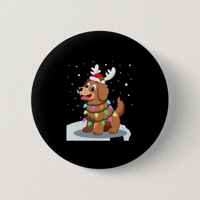 Christmas Lights Soft Coated Wheaten Terrier Dog T 6 Cm Round Badge (Front)