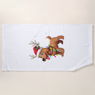 Christmas Lights Soft Coated Wheaten Terrier Dog T Beach Towel