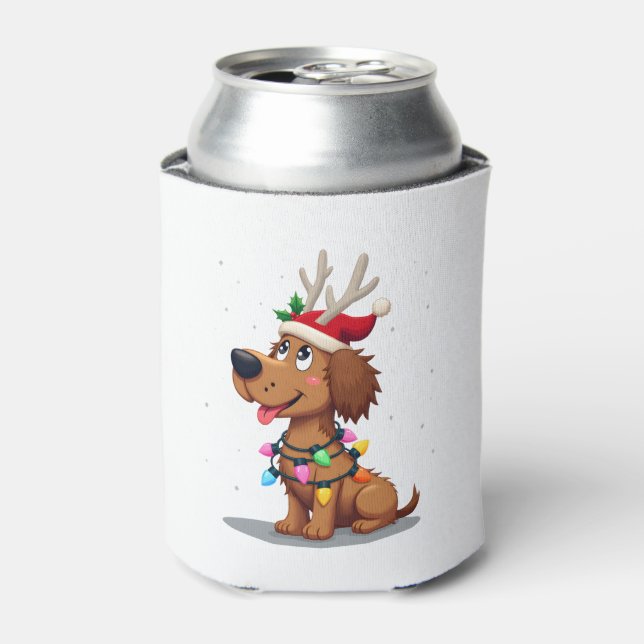 Christmas Lights Soft Coated Wheaten Terrier Dog T Can Cooler (Can Front)