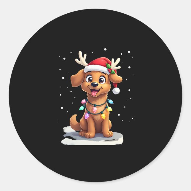 Christmas Lights Soft Coated Wheaten Terrier Dog T Classic Round Sticker (Front)