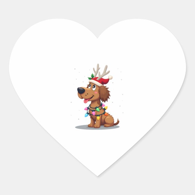 Christmas Lights Soft Coated Wheaten Terrier Dog T Heart Sticker (Front)