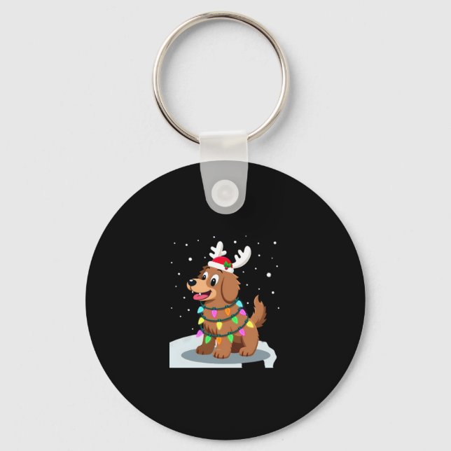 Christmas Lights Soft Coated Wheaten Terrier Dog T Key Ring (Front)