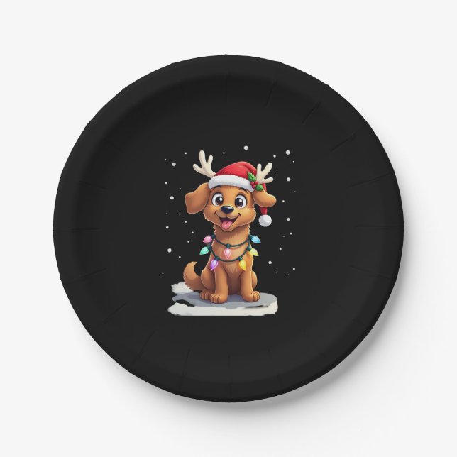 Christmas Lights Soft Coated Wheaten Terrier Dog T Paper Plate (Front)