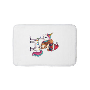 Christmas Lights Squirrel Riding Unicorn T-Shirt ( Bath Mat