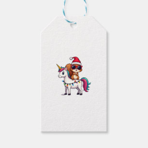 Christmas Lights Squirrel Riding Unicorn T-Shirt ( Gift Tags