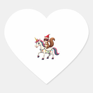 Christmas Lights Squirrel Riding Unicorn T-Shirt ( Heart Sticker