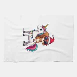 Christmas Lights Squirrel Riding Unicorn T-Shirt ( Tea Towel