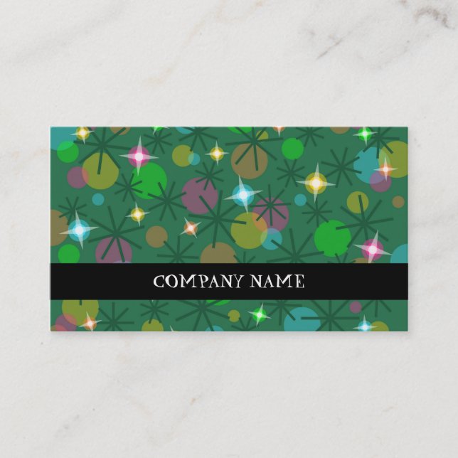 Christmas Lights stripe business card black (Front)