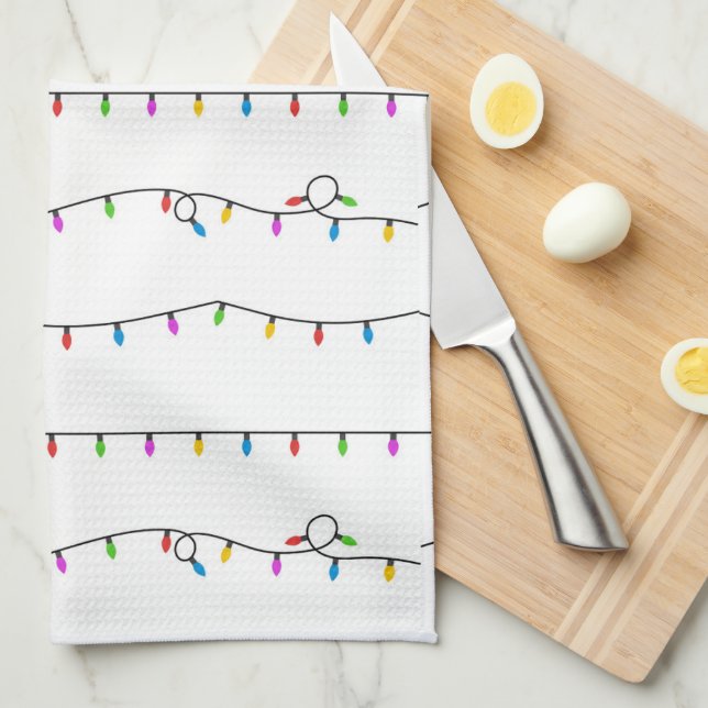 Christmas Lights Tea Towel (Quarter Fold)