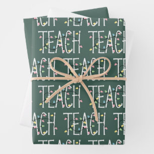 Christmas Lights Teach Teacher Love Teaching Gifts Wrapping Paper Sheet
