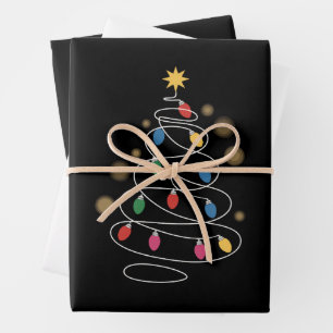Christmas Lights Tree  Wrapping Paper Sheet