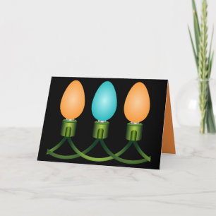 Christmas Lights Trio Orange and Blue Holiday Card