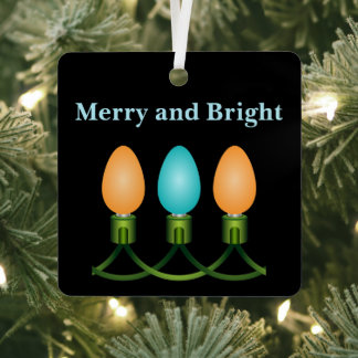 Christmas Lights Trio Orange and Blue Metal Tree Decoration