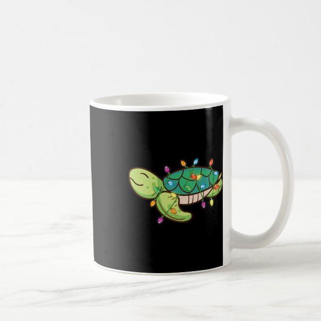 Christmas Lights Turtle Funny Christmas Tree Turtl Coffee Mug (Right)