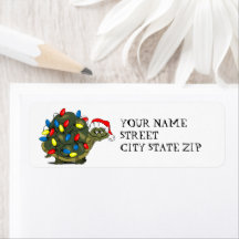 Christmas Lights Turtle Return Address Label
