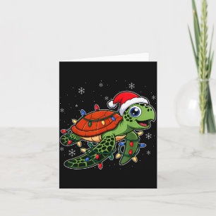 Christmas Lights Turtle Wearing Xmas Hat - Lover Card