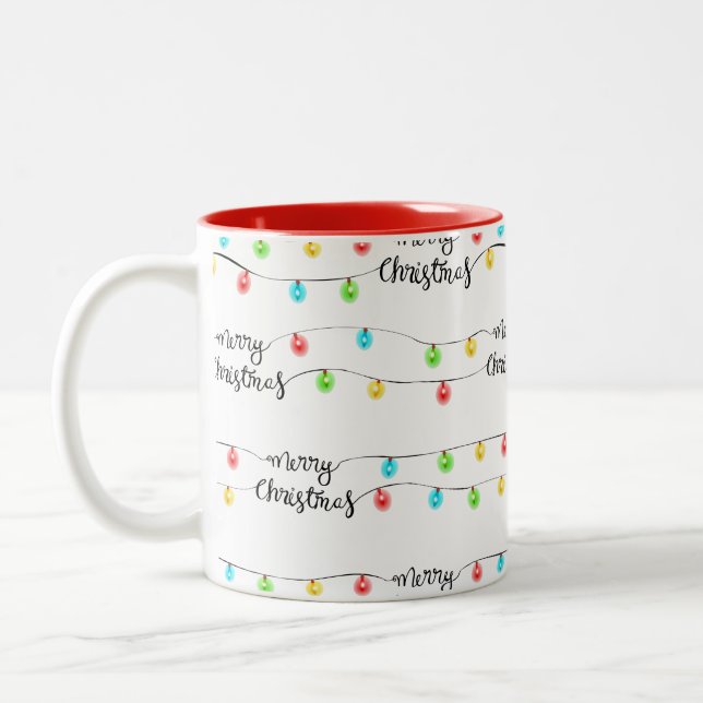 Christmas Lights Two-Tone Coffee Mug (Left)