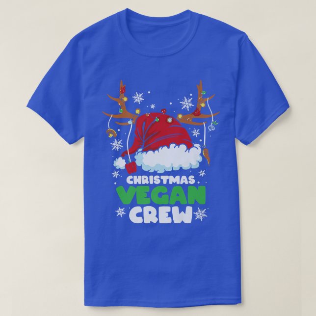 Christmas Lights Vegan Crew Vegetarian Reindeer Sa T-Shirt (Design Front)