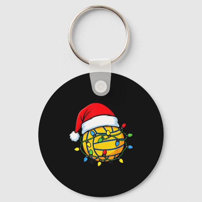Christmas Lights Water Lo Ball Santa Hat Srt  Key Ring (Front)