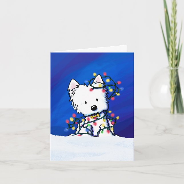 Christmas Lights Westie Dog Holiday Card (Front)