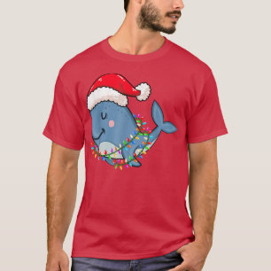 Christmas Lights Whale Wearing Xmas Hat Whale Lov T-Shirt